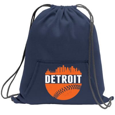 Classic Detroit Skyline Baseball  Sweatshirt Cinch Pack Bag