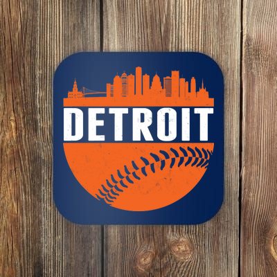 Classic Detroit Skyline Baseball  Coaster