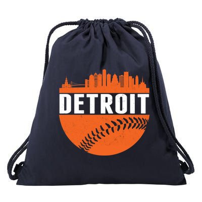 Classic Detroit Skyline Baseball  Drawstring Bag