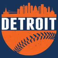 Classic Detroit Skyline Baseball  Drawstring Bag