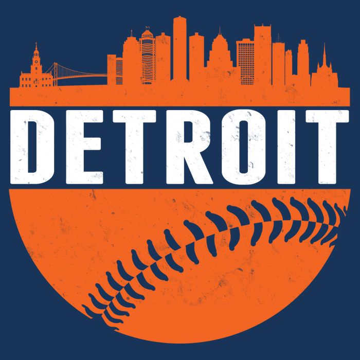 Classic Detroit Skyline Baseball  Drawstring Bag