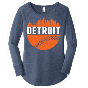 Classic Detroit Skyline Baseball  Women's Perfect Tri Tunic Long Sleeve Shirt