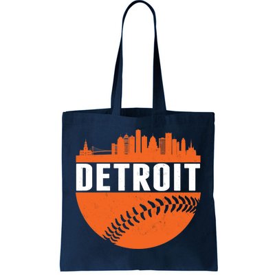 Classic Detroit Skyline Baseball  Tote Bag