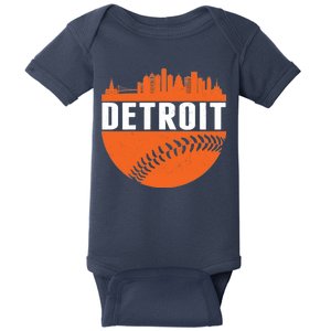 Classic Detroit Skyline Baseball  Baby Bodysuit