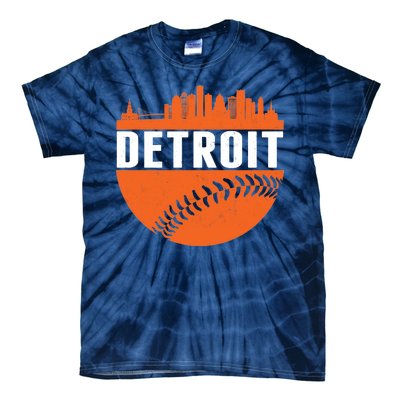 Classic Detroit Skyline Baseball  Tie-Dye T-Shirt