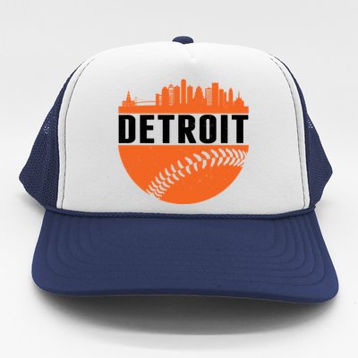 Classic Detroit Skyline Baseball  Trucker Hat