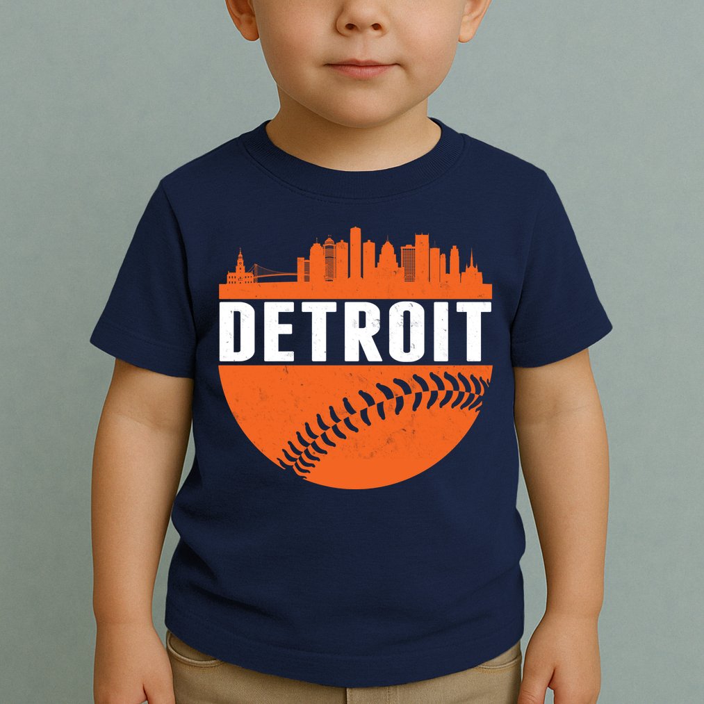 Classic Detroit Skyline Baseball  Toddler T-Shirt
