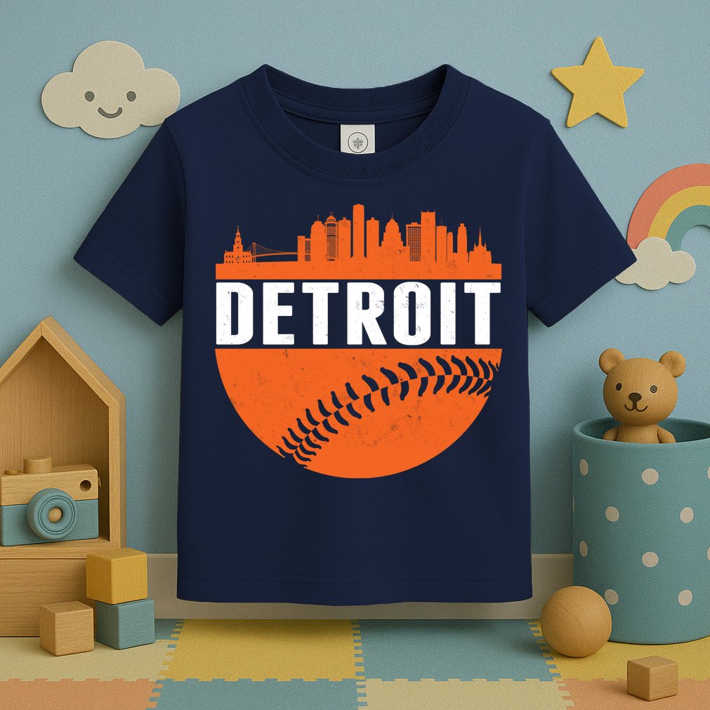 Classic Detroit Skyline Baseball  Toddler T-Shirt