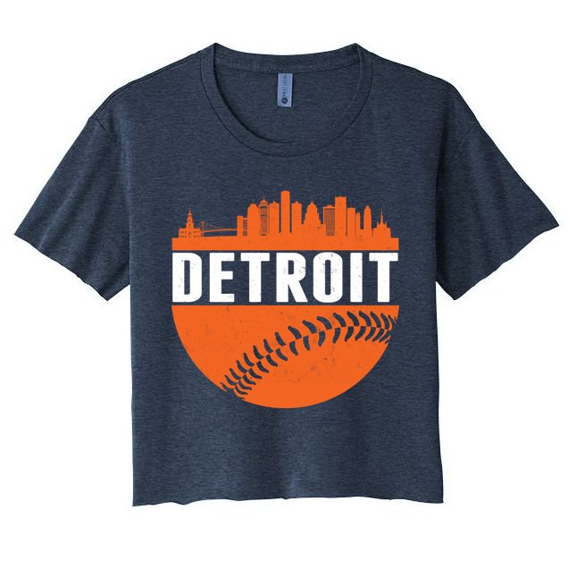 Classic Detroit Skyline Baseball  Crop Top