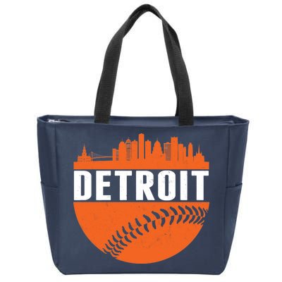 Classic Detroit Skyline Baseball  Zip Tote Bag