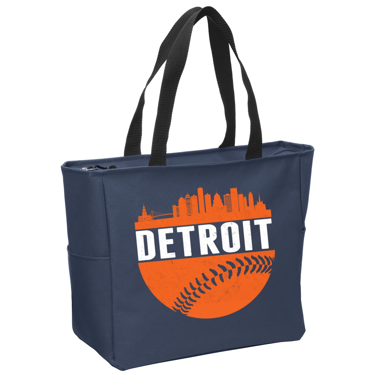 Classic Detroit Skyline Baseball  Zip Tote Bag