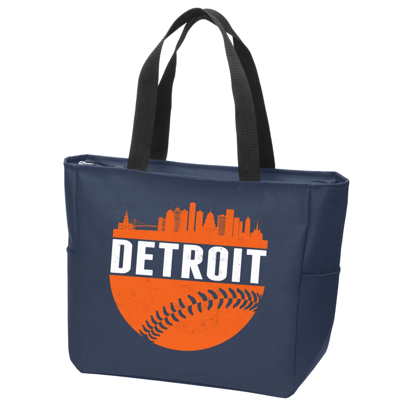 Classic Detroit Skyline Baseball  Zip Tote Bag