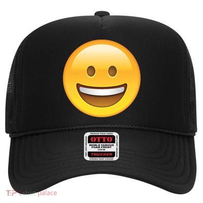 Classic Emoji Smiley Face High Crown Mesh Back Trucker Hat