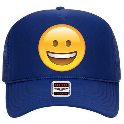 Classic Emoji Smiley Face High Crown Mesh Back Trucker Hat