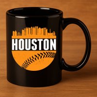 Classic Houston Skyline Baseball  11oz C Handle Ceramic Mug