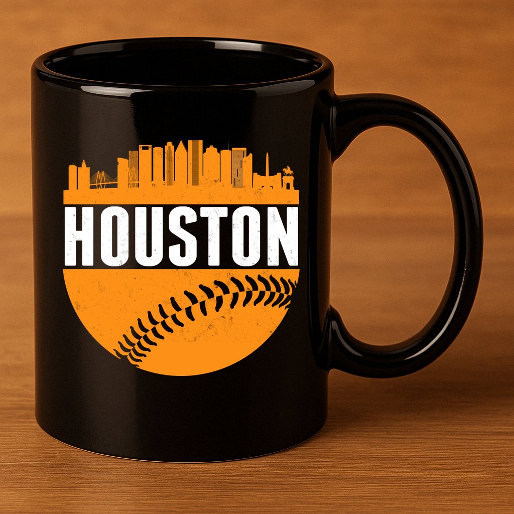 Classic Houston Skyline Baseball  11oz C Handle Ceramic Mug