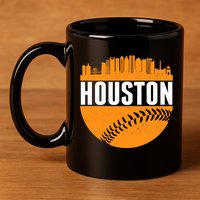 Classic Houston Skyline Baseball  11oz C Handle Ceramic Mug