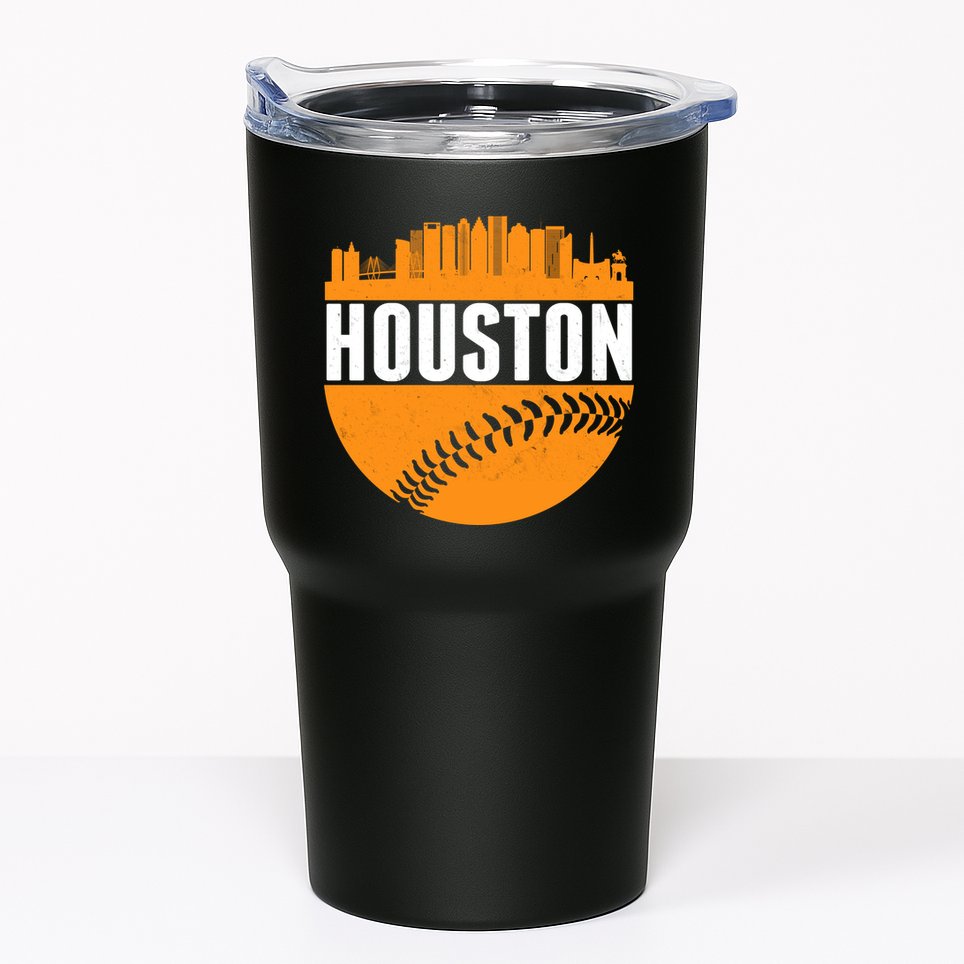 Classic Houston Skyline Baseball  Tumbler