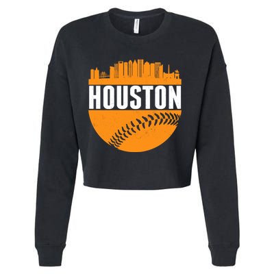 Classic Houston Skyline Baseball  Cropped Pullover Crew
