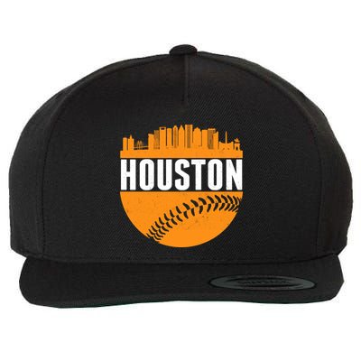 Classic Houston Skyline Baseball  Wool Snapback Cap