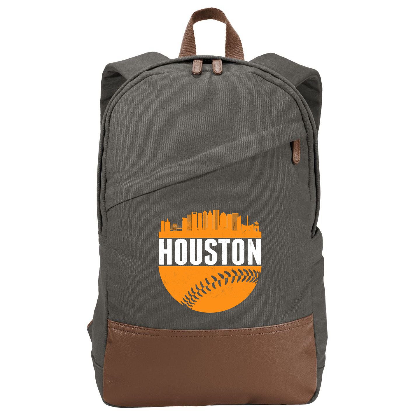 Classic Houston Skyline Baseball  Cotton Canvas Backpack