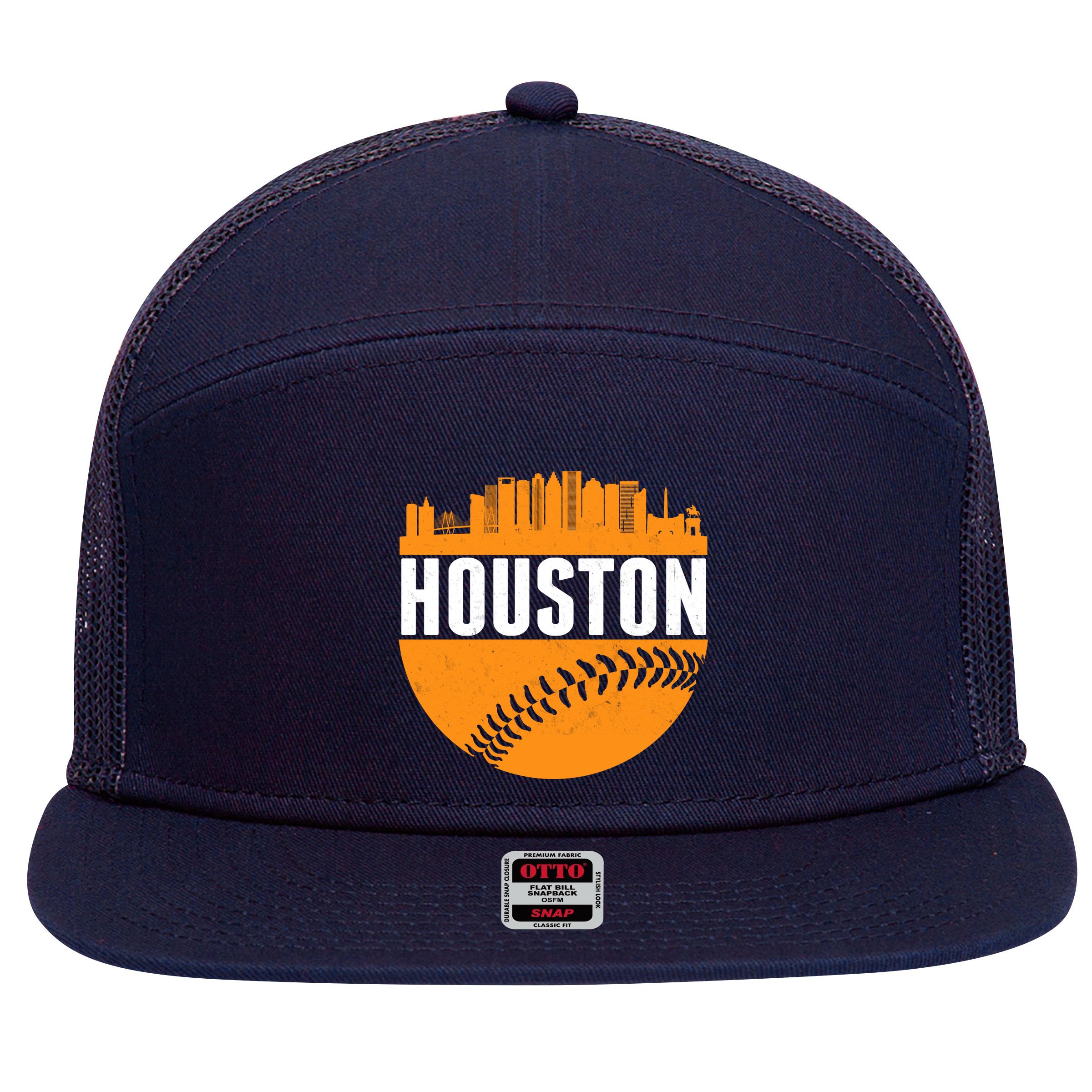 Classic Houston Skyline Baseball  7 Panel Mesh Trucker Snapback Hat