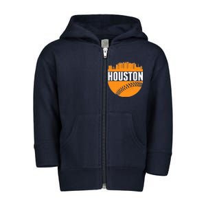 Classic Houston Skyline Baseball  Toddler Zip Fleece Hoodie