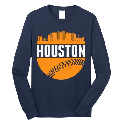 Classic Houston Skyline Baseball  Long Sleeve Shirt