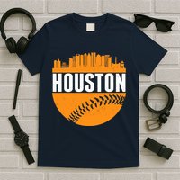 Classic Houston Skyline Baseball  T-Shirt