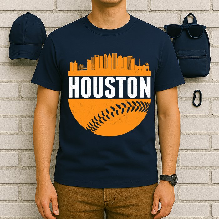 Classic Houston Skyline Baseball  T-Shirt