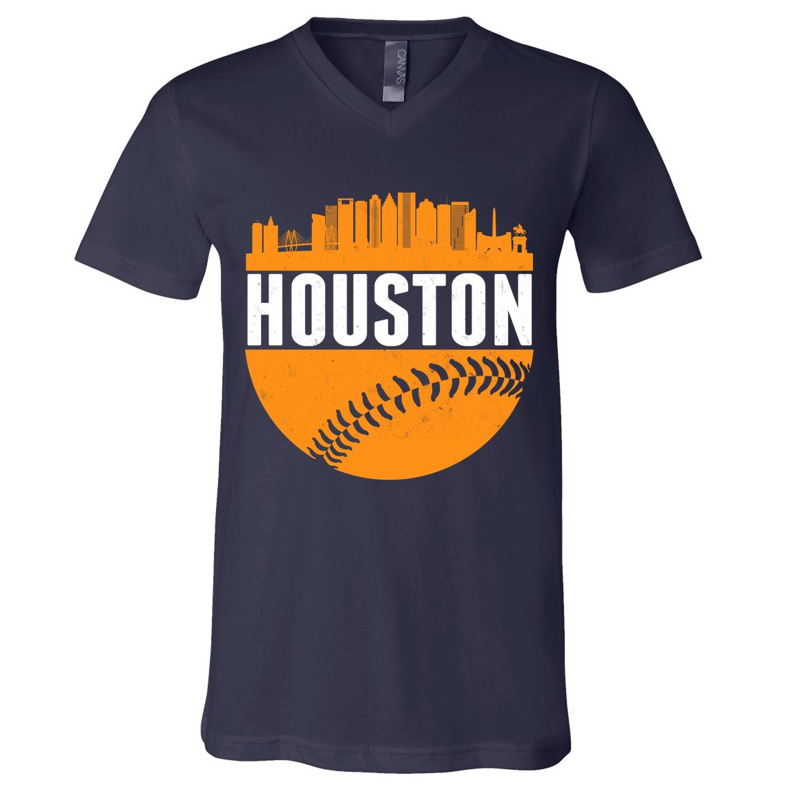 Classic Houston Skyline Baseball  V-Neck T-Shirt