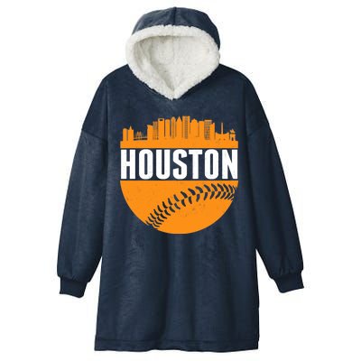 Classic Houston Skyline Baseball  Hooded Wearable Blanket