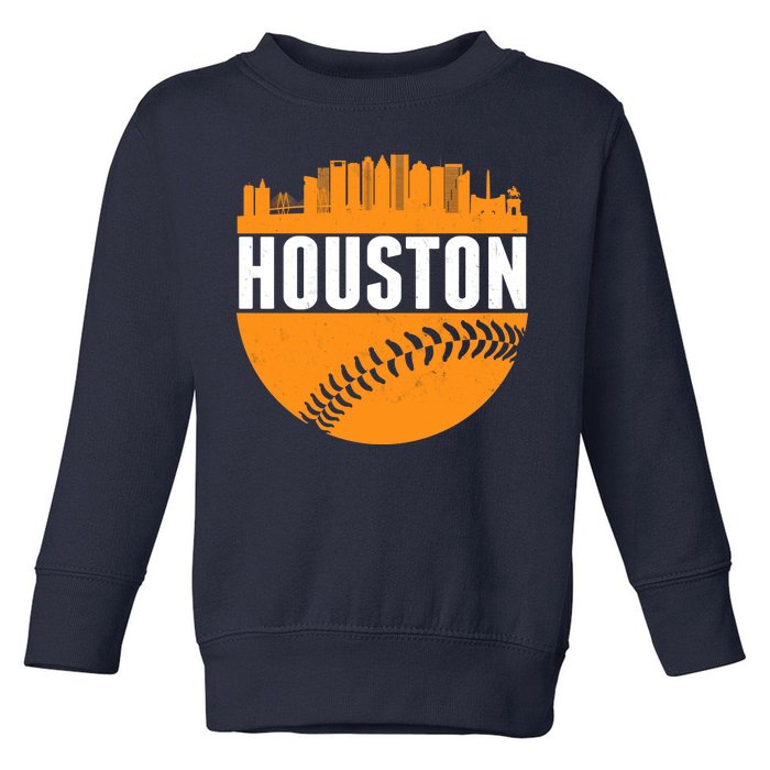 Classic Houston Skyline Baseball  Toddler Sweatshirt