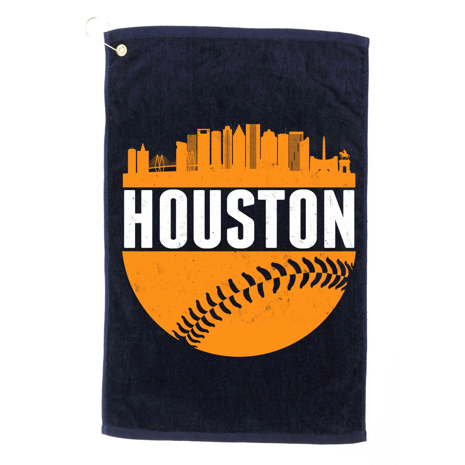 Classic Houston Skyline Baseball  Golf Towel