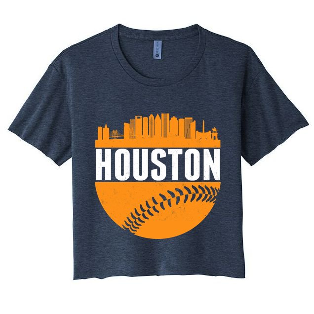 Classic Houston Skyline Baseball  Crop Top
