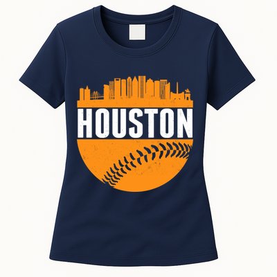 Classic Houston Skyline Baseball  Womens T-Shirt