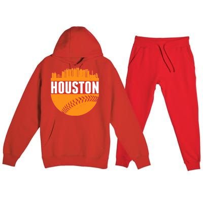 Classic Houston Skyline Baseball  Premium Hooded Sweatsuit Set