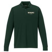 Classic Milwaukee Basketball Performance Long Sleeve Polo