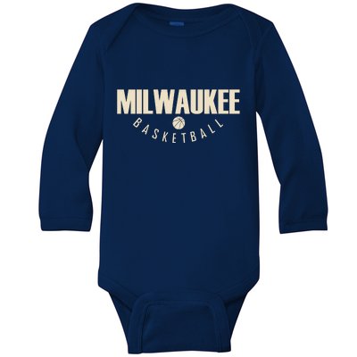 Classic Milwaukee Basketball Baby Long Sleeve Bodysuit