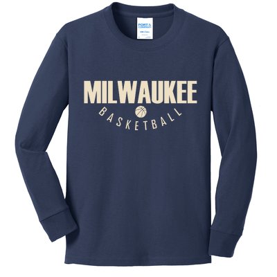 Classic Milwaukee Basketball Kids Long Sleeve Shirt