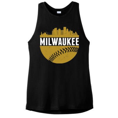 Classic Milwaukee Skyline Baseball  Ladies PosiCharge Tri-Blend Wicking Tank