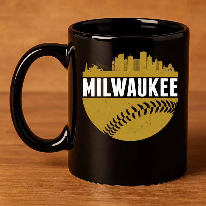 Classic Milwaukee Skyline Baseball  11oz C Handle Ceramic Mug
