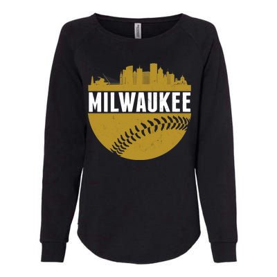 Classic Milwaukee Skyline Baseball  Womens California Wash Sweatshirt