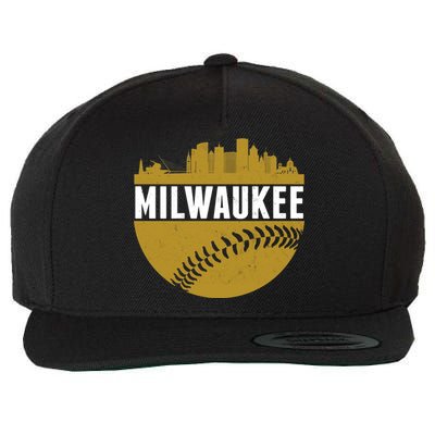 Classic Milwaukee Skyline Baseball  Wool Snapback Cap