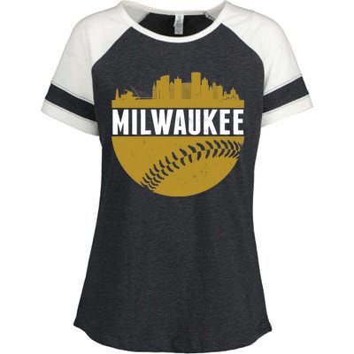 Classic Milwaukee Skyline Baseball  Enza Ladies Jersey Colorblock Tee