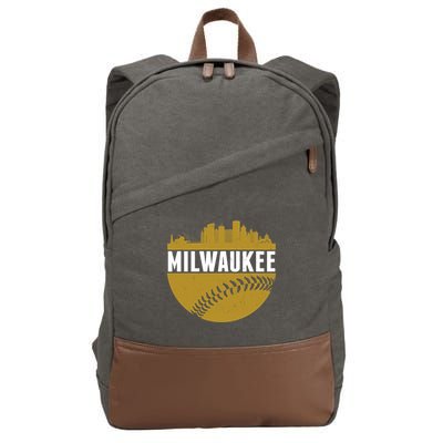 Classic Milwaukee Skyline Baseball  Cotton Canvas Backpack