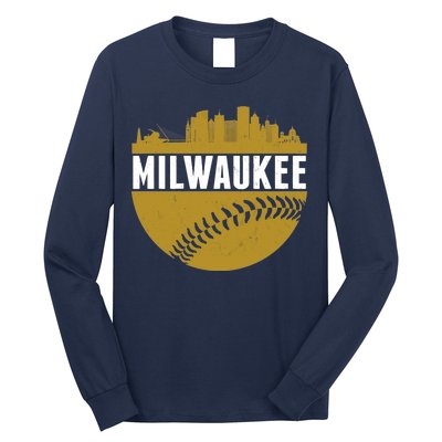 Classic Milwaukee Skyline Baseball  Long Sleeve Shirt