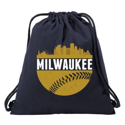 Classic Milwaukee Skyline Baseball  Drawstring Bag