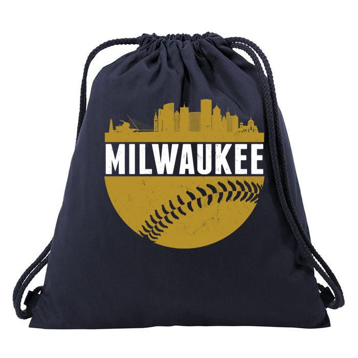 Classic Milwaukee Skyline Baseball  Drawstring Bag