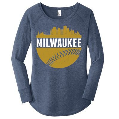 Classic Milwaukee Skyline Baseball  Women's Perfect Tri Tunic Long Sleeve Shirt